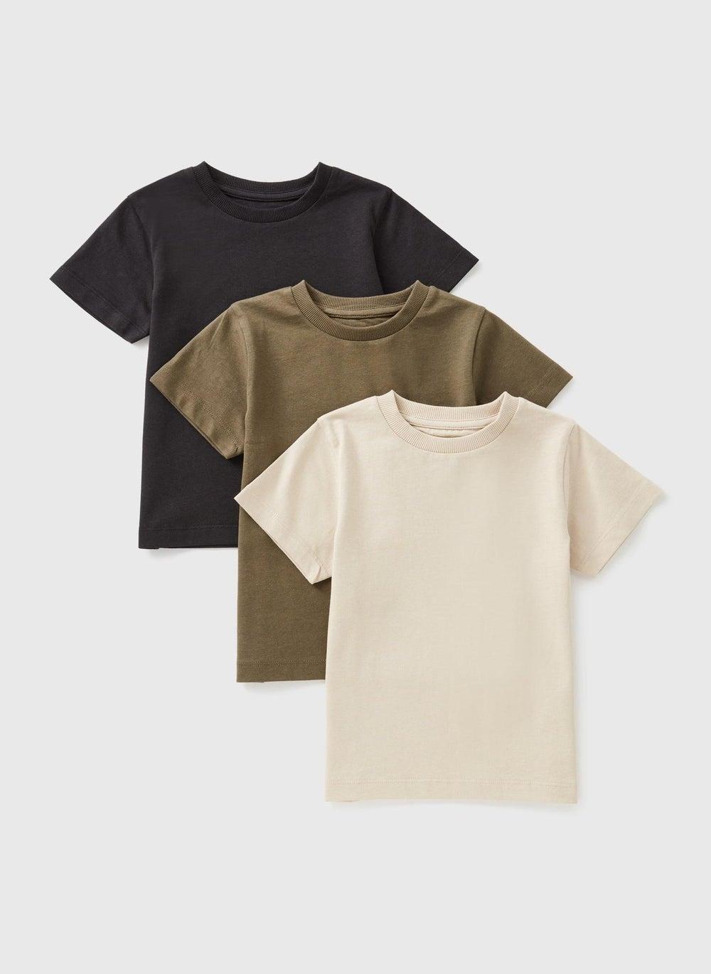 3 Pack Boys Multicolour Cotton T-Shirts - Image 1
