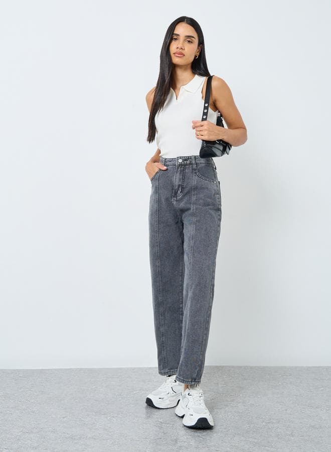Styli Grey High Rise Relaxed Fit Jeans - Image 1