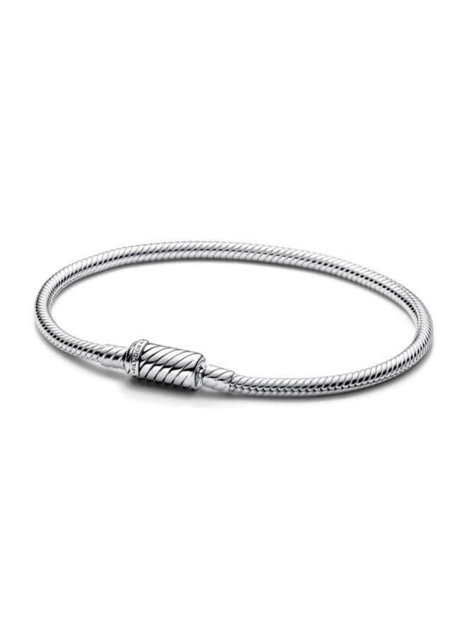 Snake Chain Sterling Silver Bracelet with Magnetic Clasp - Image 1
