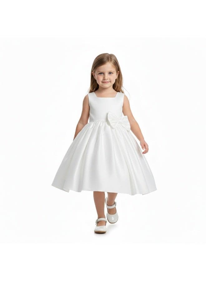 White Bow Dress for Girls - Image 1