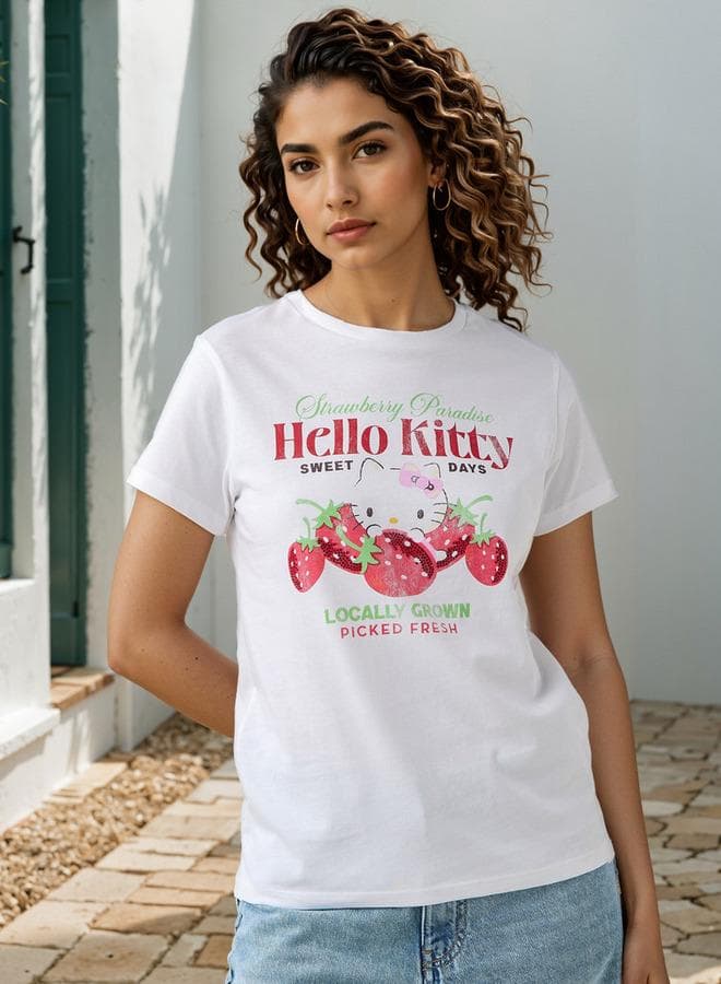 Hello Kitty Print Crew Neck T-Shirt - Image 1