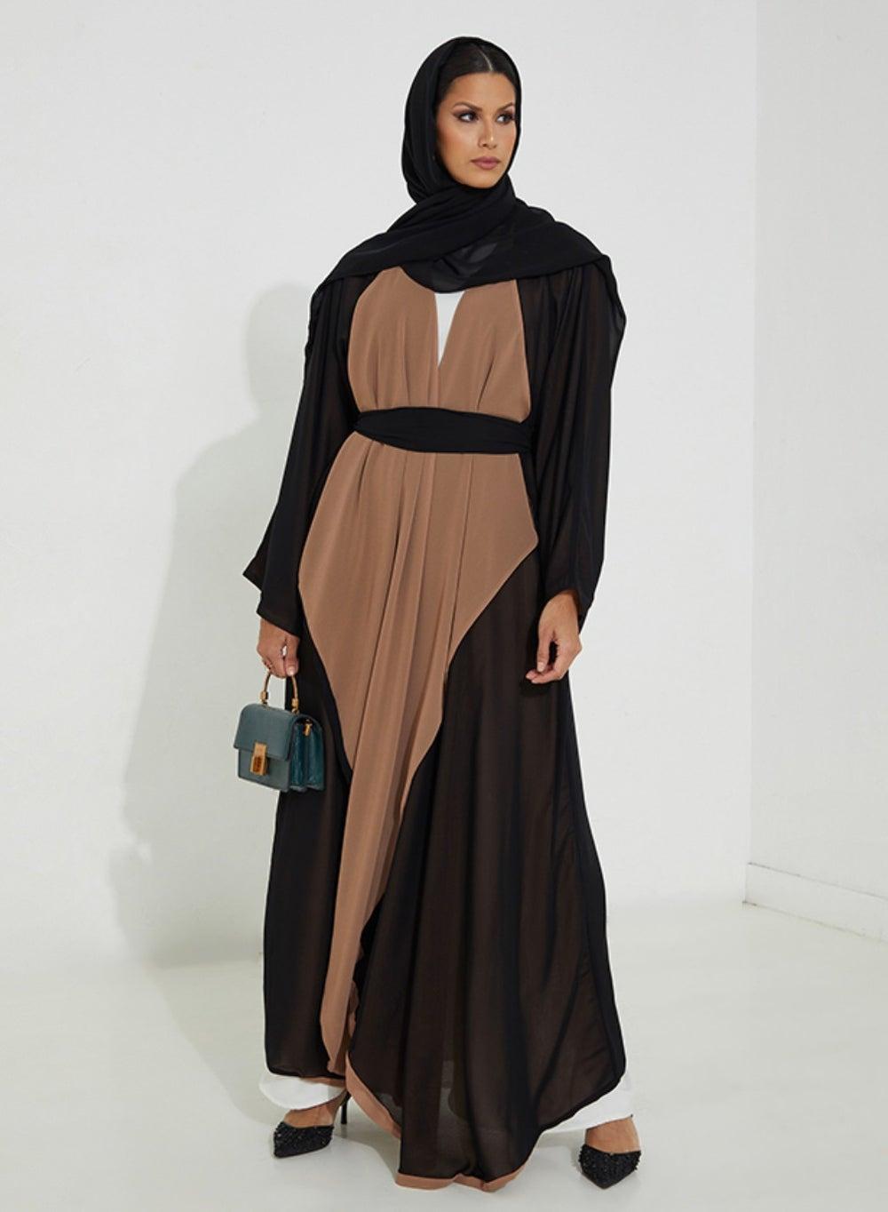 Black Abaya with Double Face Color - Image 1