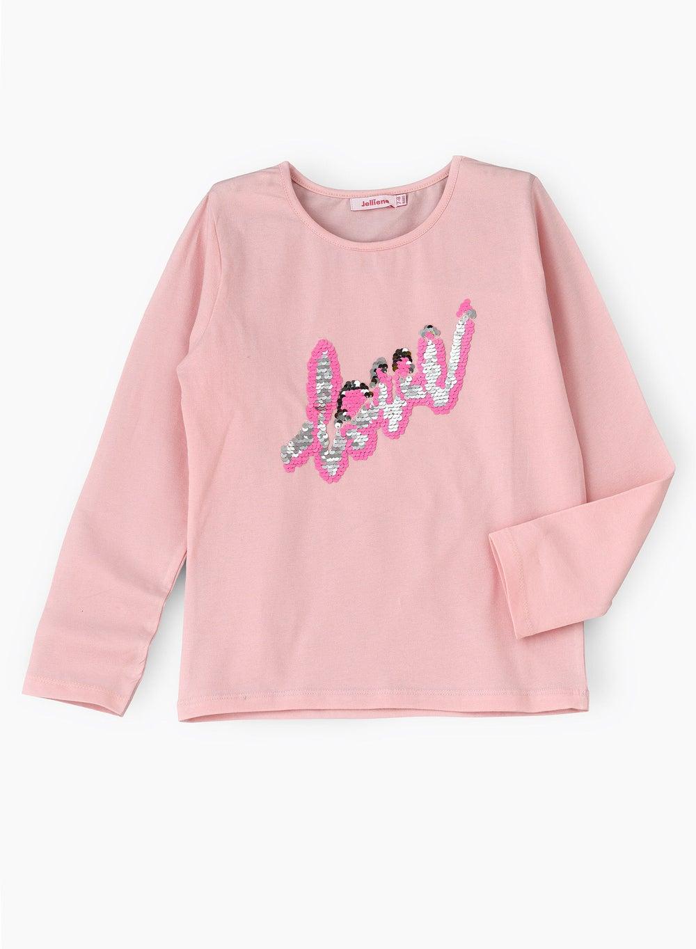 Jelliene Girls Sequin Print Sweat Top - Image 1