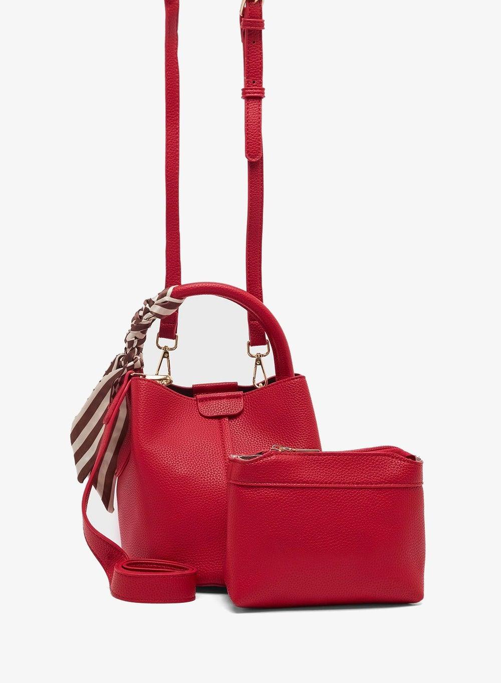 Crossbody Bag with Pouch Insert and Scarf Detail - Image 1