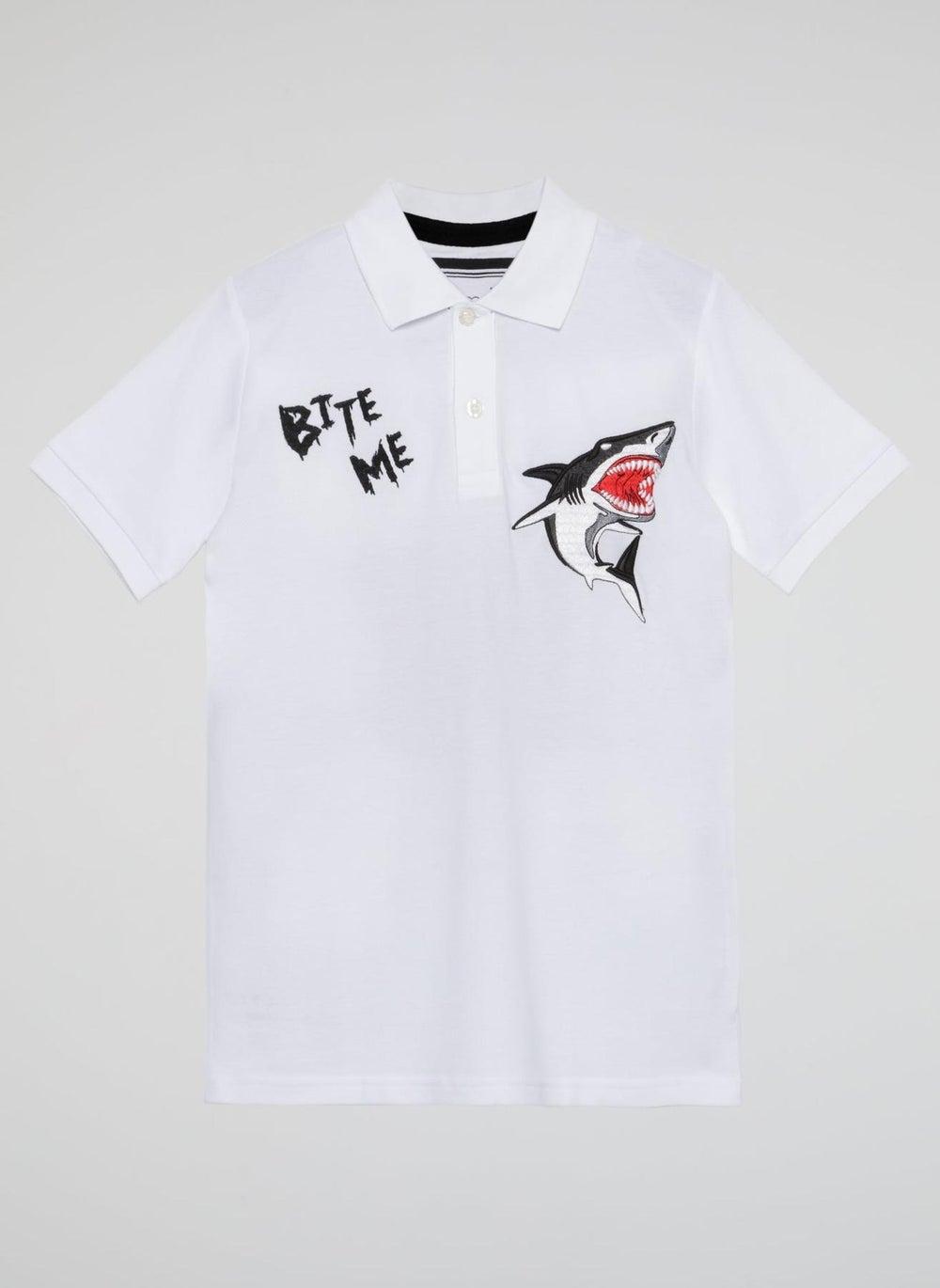 White Shark Patch Kids Polo Shirt - Image 1