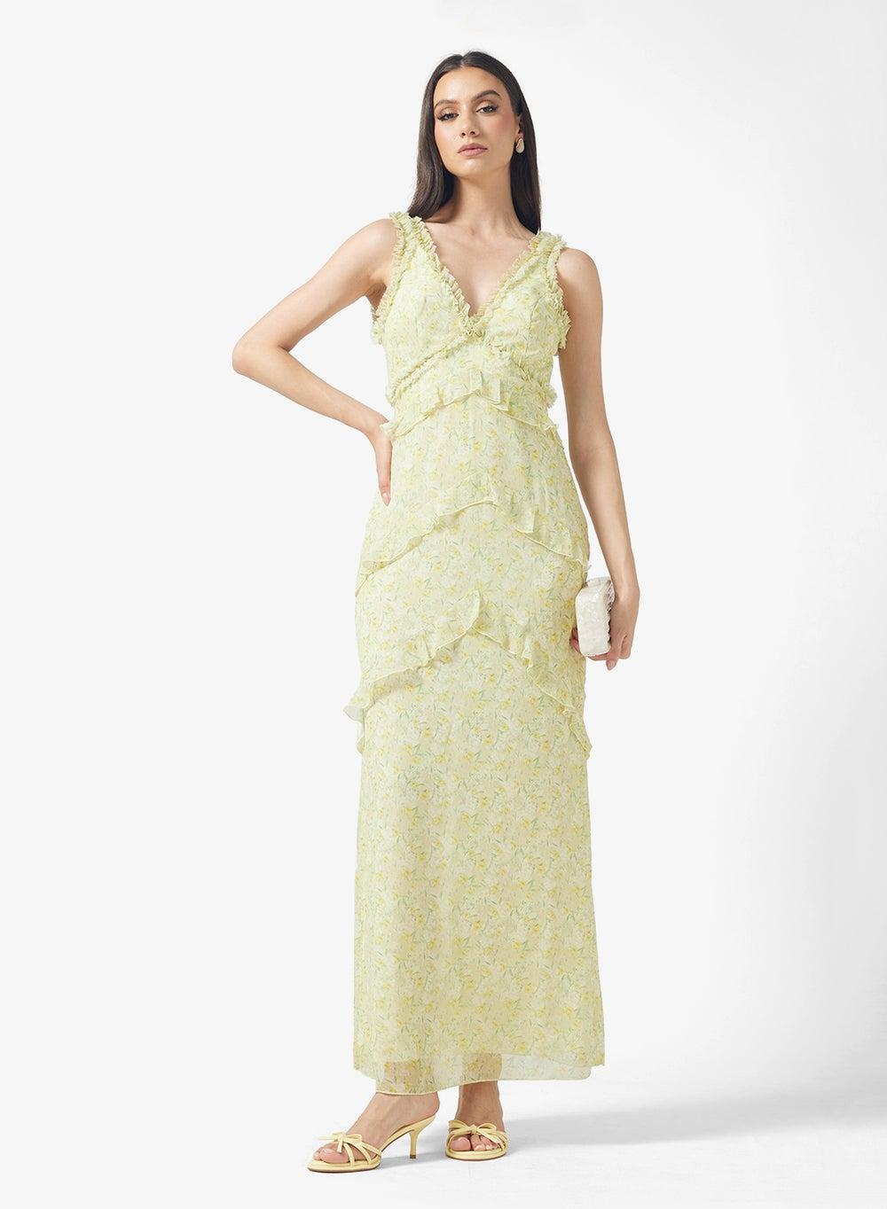 Floral Aurelia Ruffle Maxi Dress - Image 1