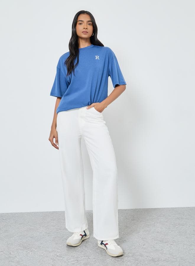 Solid Mid Rise Relaxed Fit Jeans - Image 1