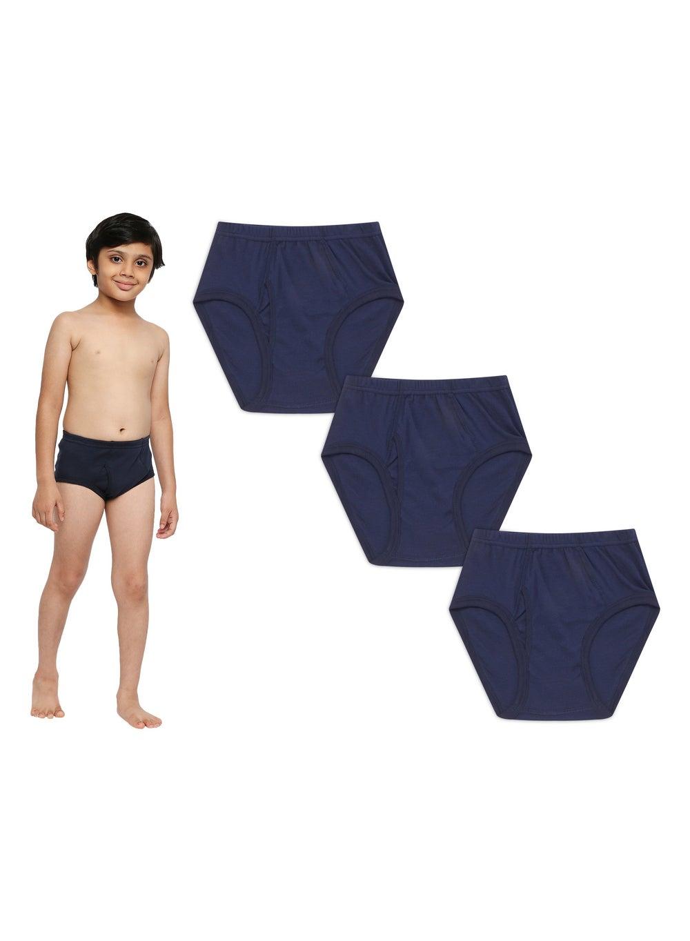 Boys Cotton Brief Pack of 3 in Navy Blue - Image 1