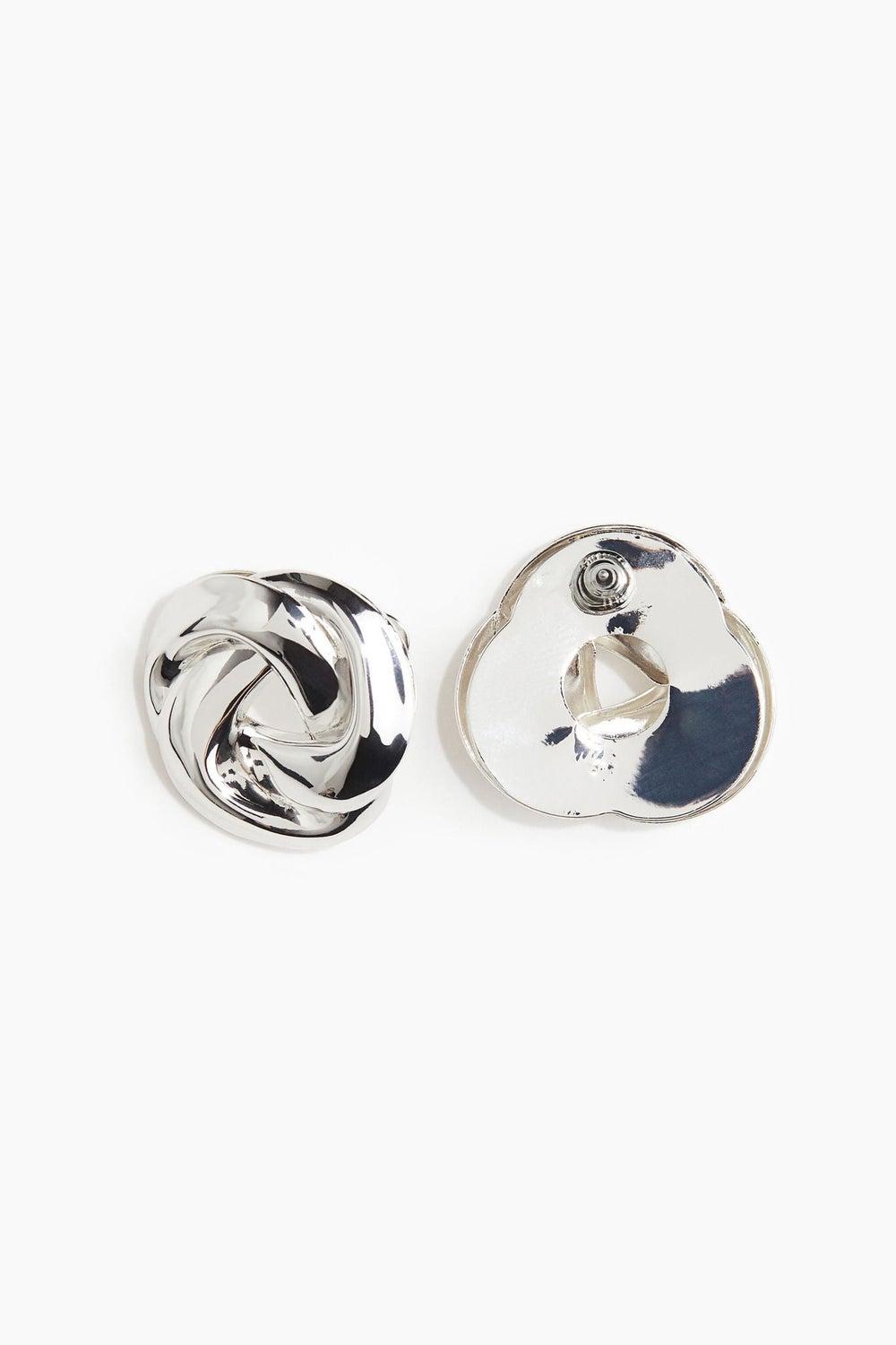 Knot-Look Shiny Metal Earrings - Image 1