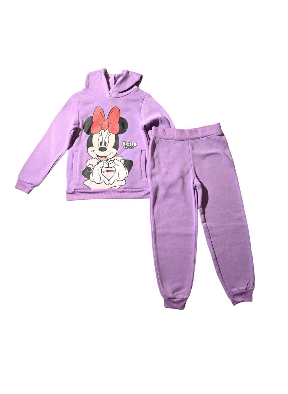 Girls' Minnie Mouse Purple Hooded Tracksuit Set - Image 1