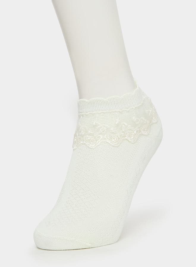 Girls Lace Insert Knit Socks - Image 1