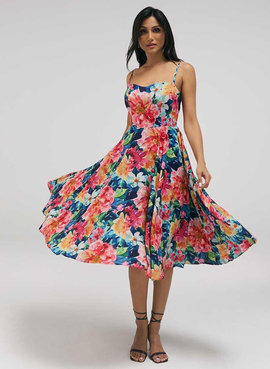 Tiny Strap Midi Dress With Bracot Torso - Image 1