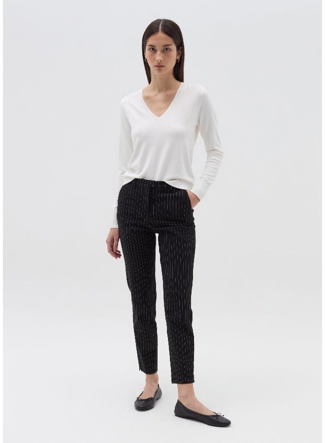 Pinstripe Stretch Chino Trousers - Image 1