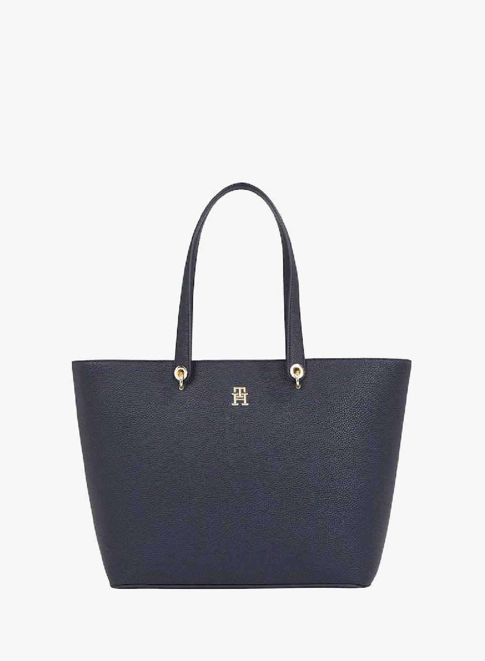 Women's Black Monogram Plaque Tote Handbag - Image 1