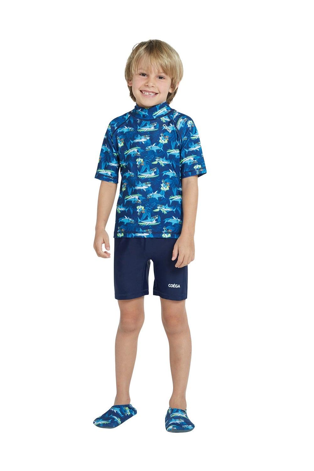 COEGA Boys Navy Sharks Two-Piece Swim Set - Image 1