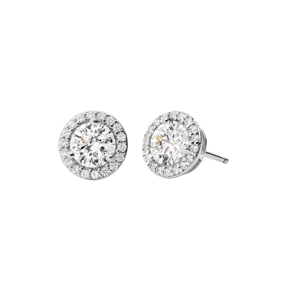 Monogram Stud Earrings with CZ and Pave Detail - Image 1