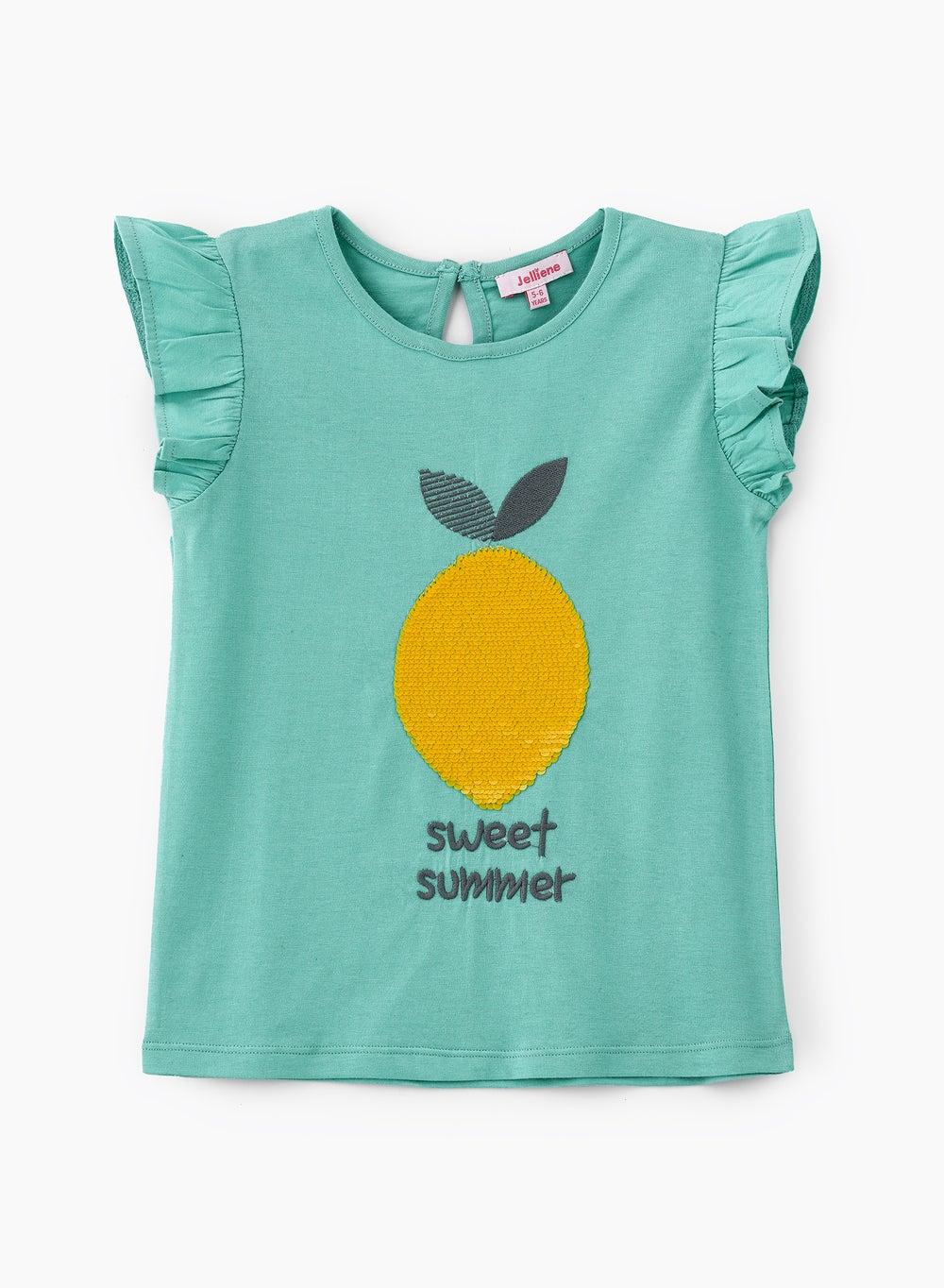 Mint Sweet Summer Pineapple Cotton Tee for Girls - Image 1