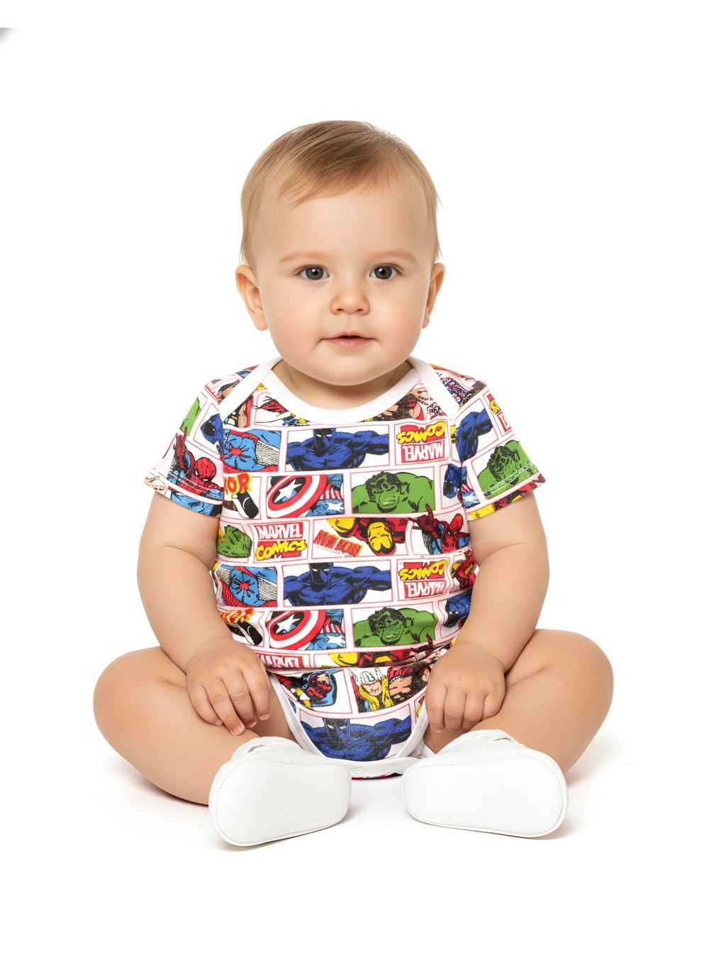 Bambimici Marvel Print Short Sleeve Onesie - Image 1