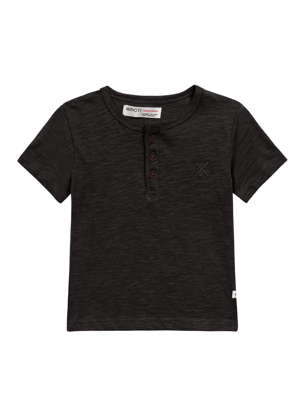 Boys Grey T-Shirt with Button Placket - Image 1