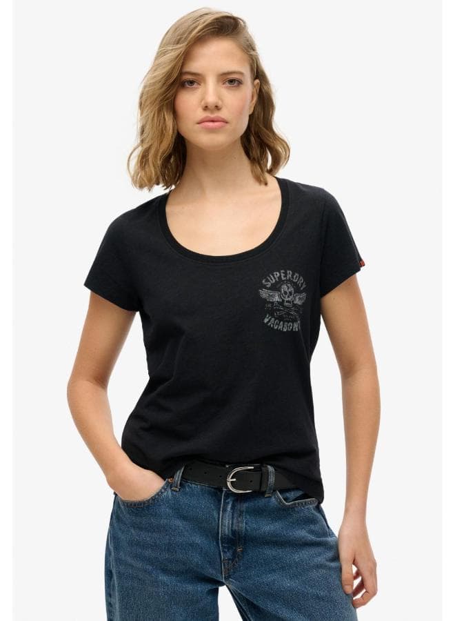 Lo-Fi Biker Scoop Neck Slim Fit Tee - Image 1