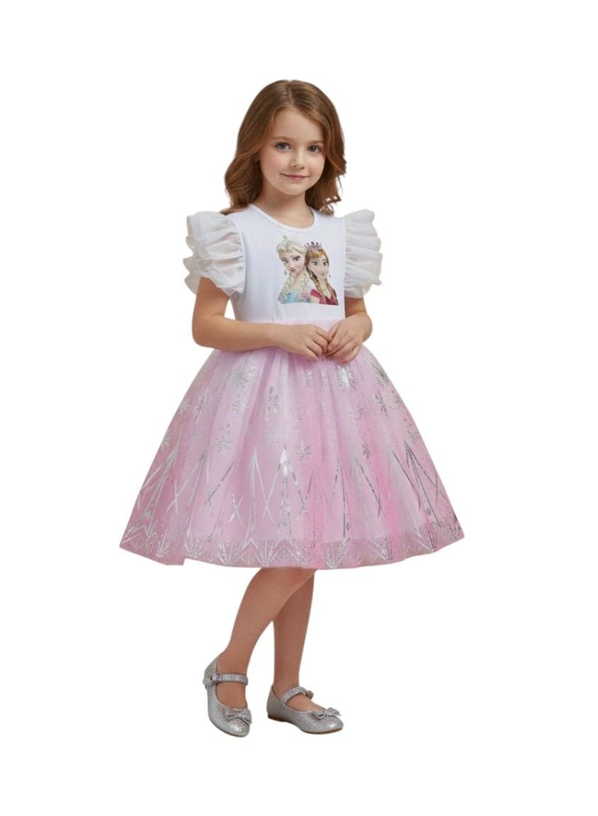 Pink Tulle Dress with Character Print Bodice - Image 1