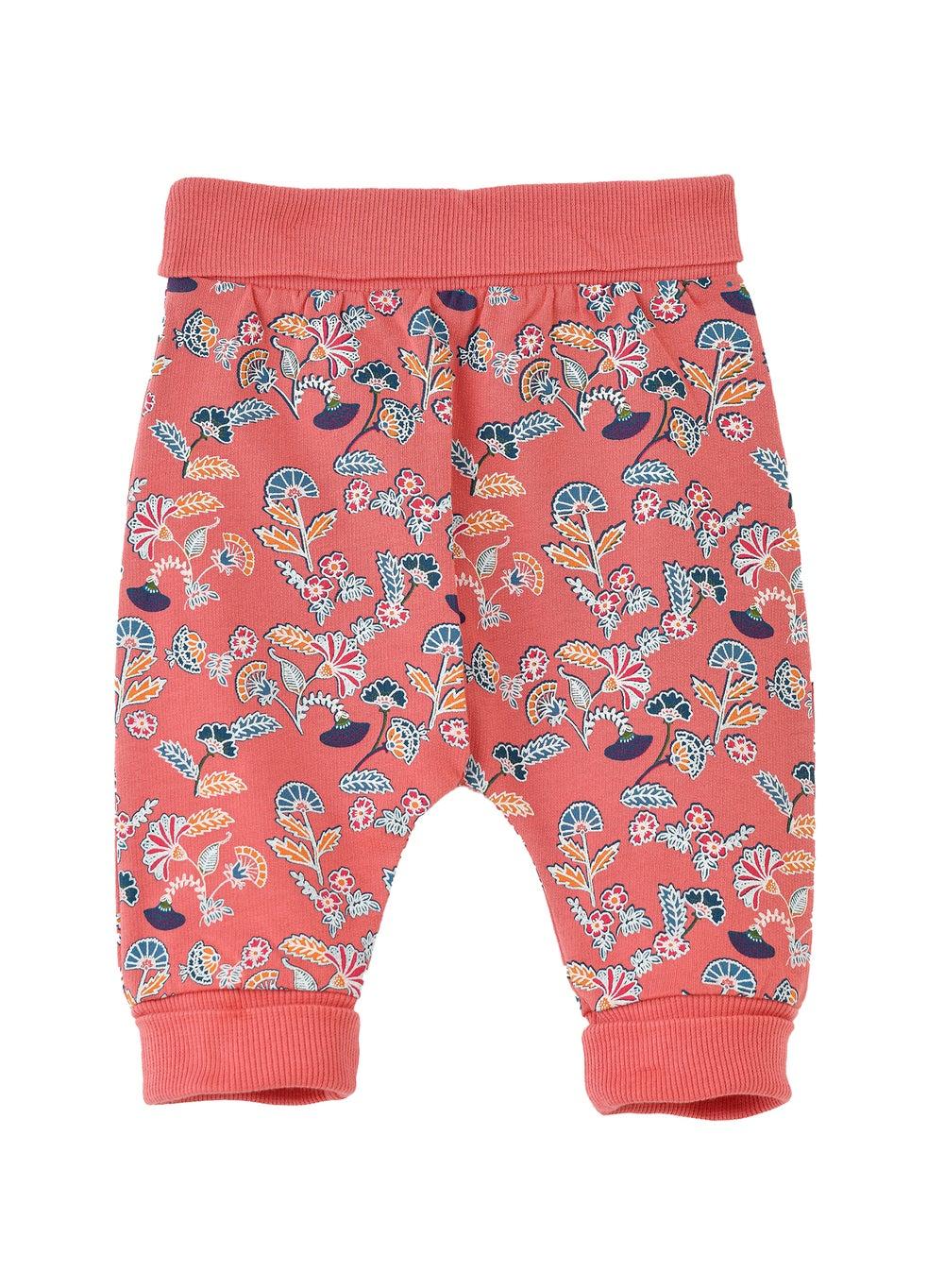Baby Coral Floral Cotton Pants - Image 1