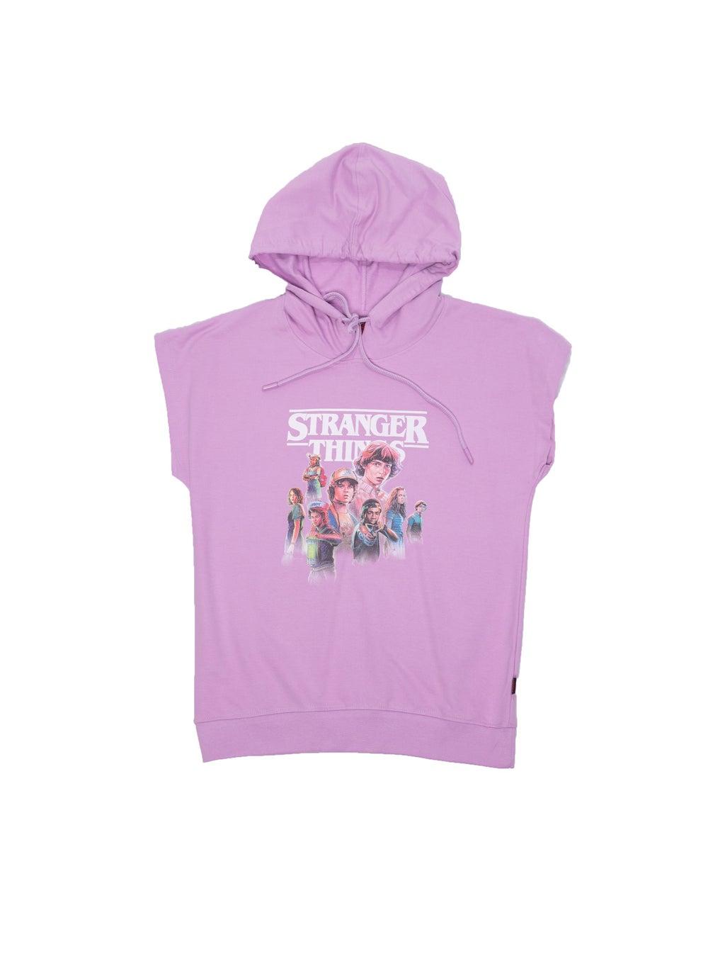 Stranger Things Girls Sleeveless Hooded Sweat Top - Image 1