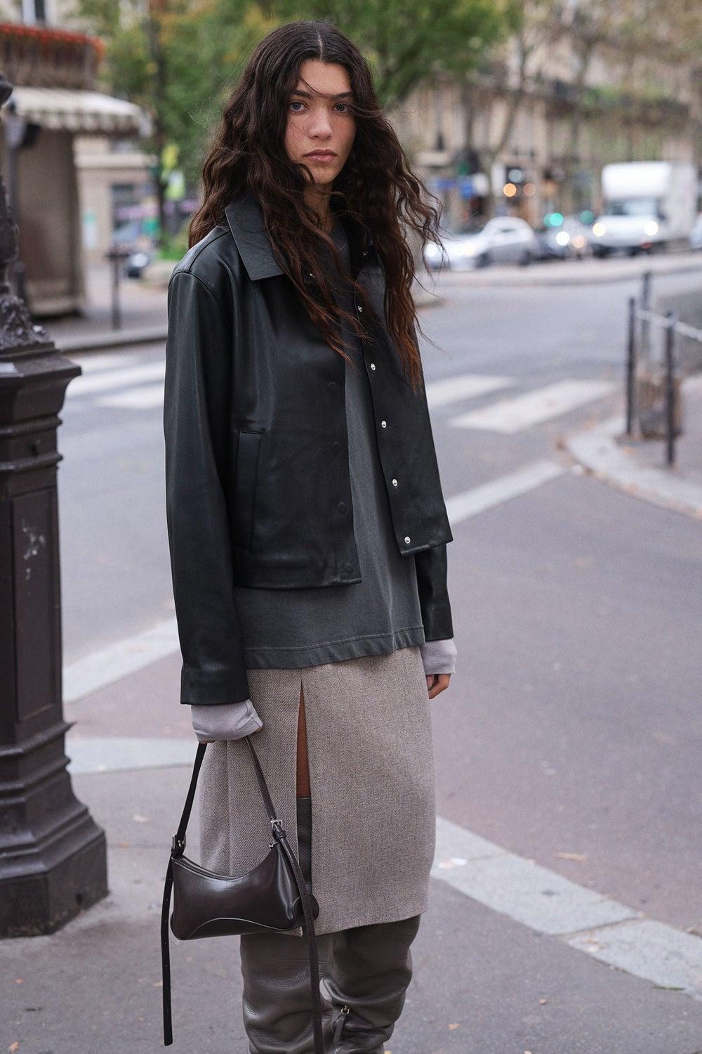 Raw-Edge Coated Jacket with Concealed Press-Studs - Image 1