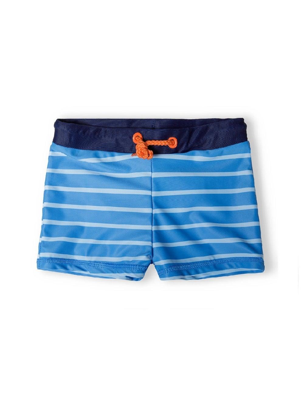 Boys Cobalt Blue Printed Swim Trunks - Image 1