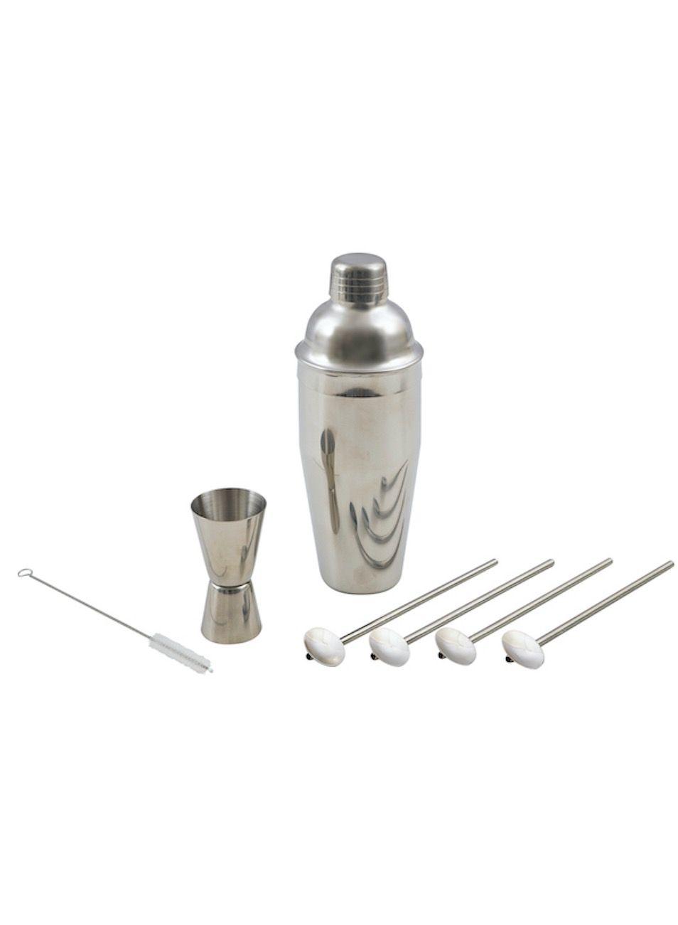 Cocktail Set with Cobbler Shaker and 4 Straws - Image 1