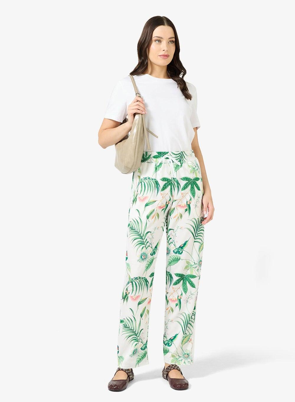Floral Print Casual Comfort Fit Pants - Image 1