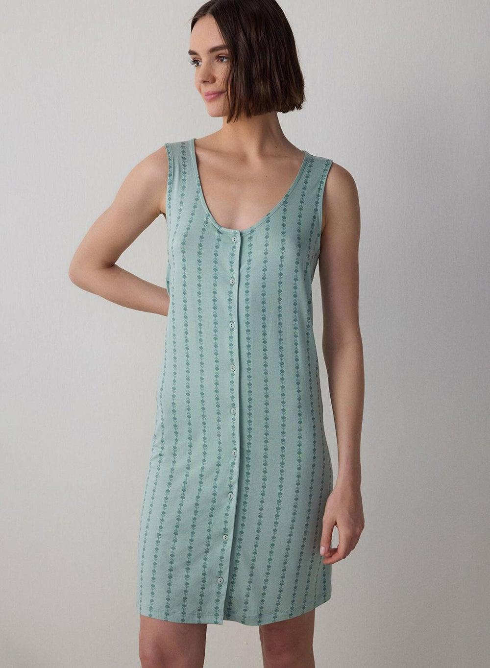 Penti Light Mint Lenna Floral Buttoned Nightdress - Image 1