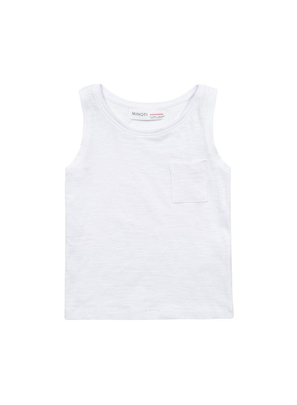 Boys Classic White Vest with Chest Pocket - Image 1