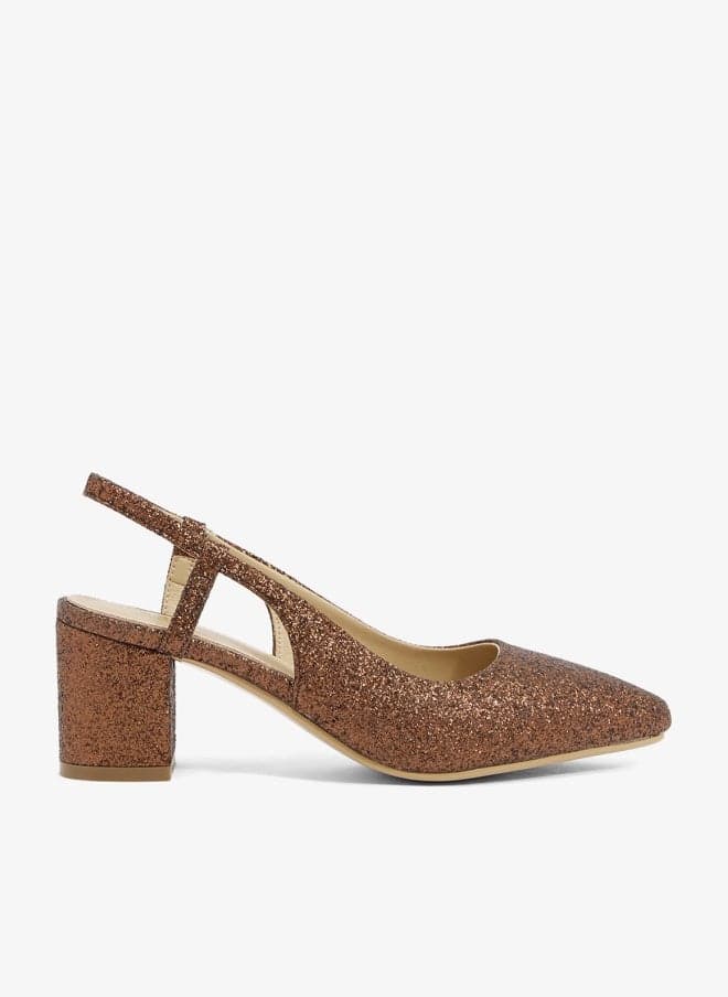 Chunky Mid Heel Slingback Pumps - Image 1