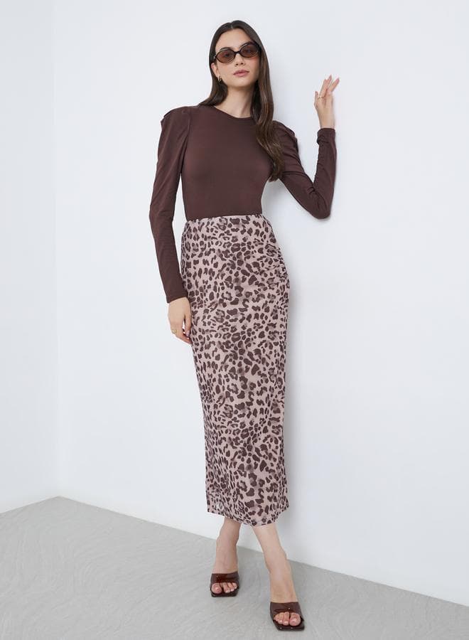 Women’s Leopard Print Bodycon Maxi Skirt - Image 1
