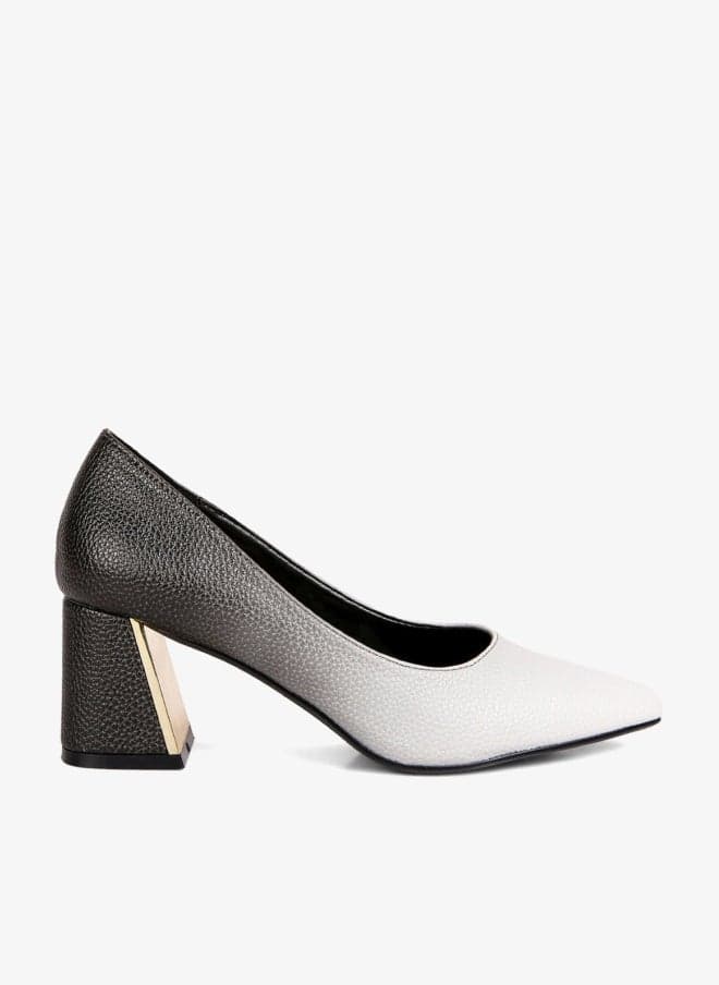 Metallic Accent Block Heel Pumps - Image 1