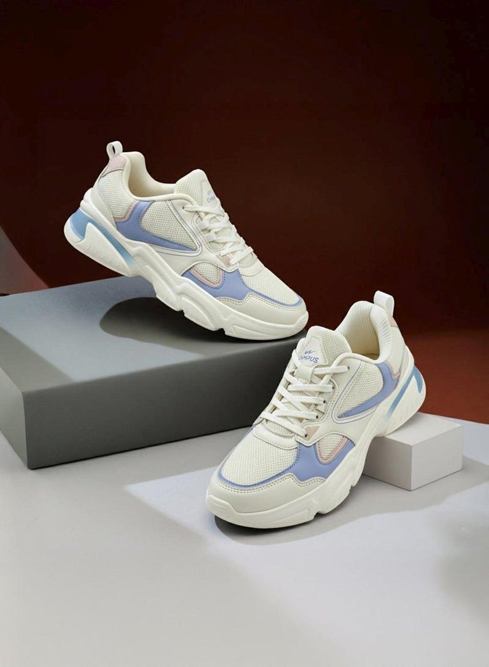 Campus Yasmin Women’s Low Top Sneakers in White, Pink & Lavender - Image 1