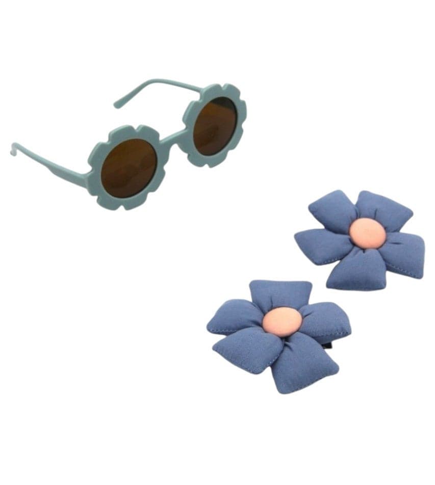 Aida Cool Blue Glasses and Flower Clip Set for Girls - Image 1
