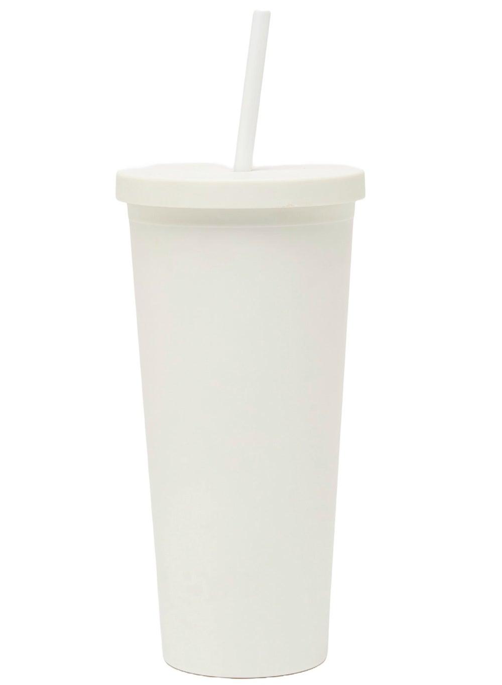 White Sippy 24 Oz Reusable Plastic Water Bottle - Image 1