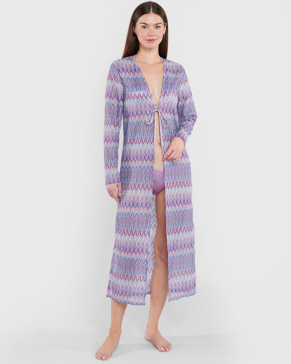Isla & Evie Purple Crochet Maxi Beach Coverup - Image 1