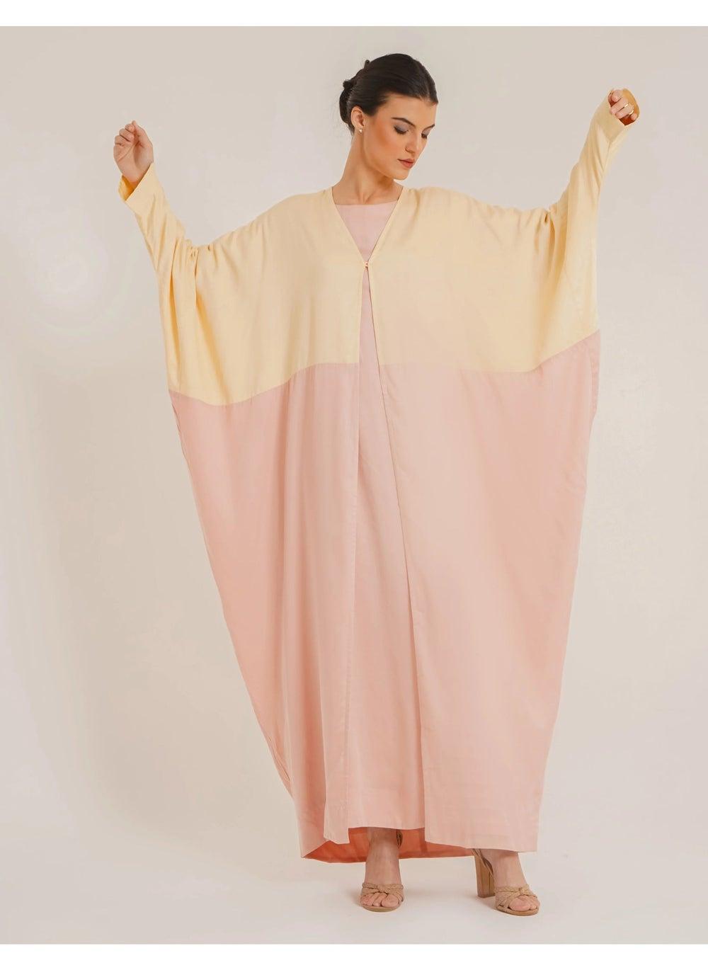 Carla Dual Rose TENCEL™ Abaya with Cowl Detail - Image 1