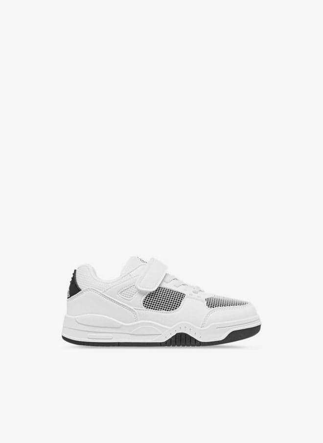 Boys' Logo Print Sneakers with Hook and Loop Closure - Image 1