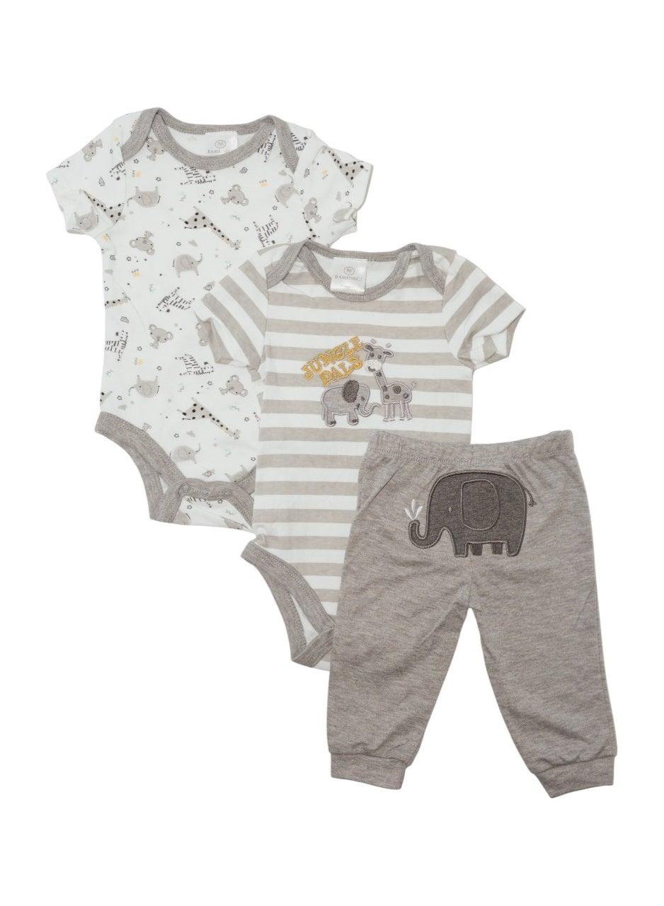 Bambimici Animal Jungle Print 3-Piece Short Sleeve Pyjama Set - Image 1