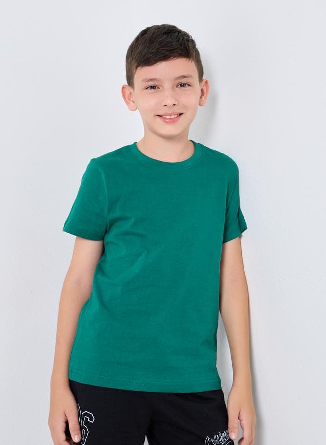 Green Cotton Regular Fit T-Shirt for Boys - Image 1