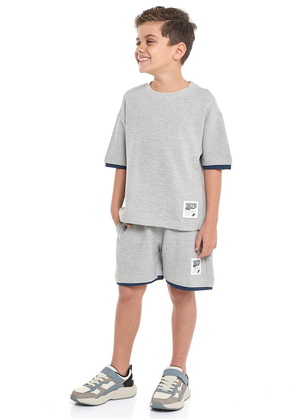 Boys' Jacquard 2-Piece Set with Badge Detail - Image 1