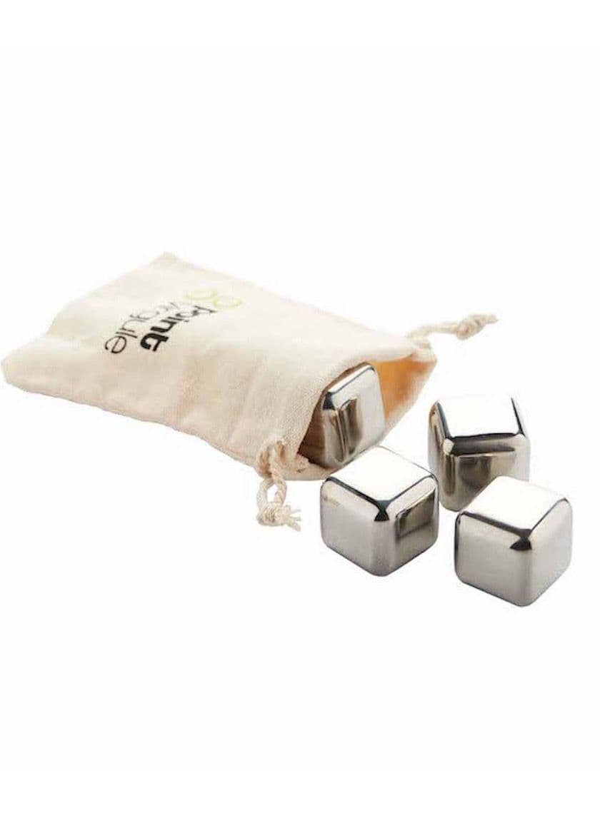 Set of 4 Stainless Steel Reusable Ice Cubes with Satchel - Image 1