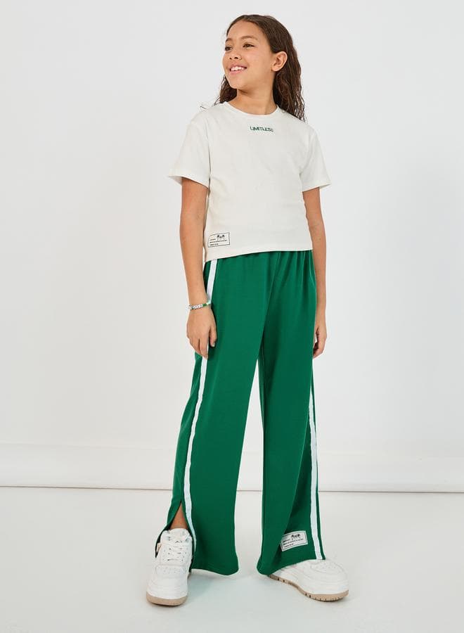 Embroidered Rib T-Shirt & Contrast Panel Joggers Set - Image 1