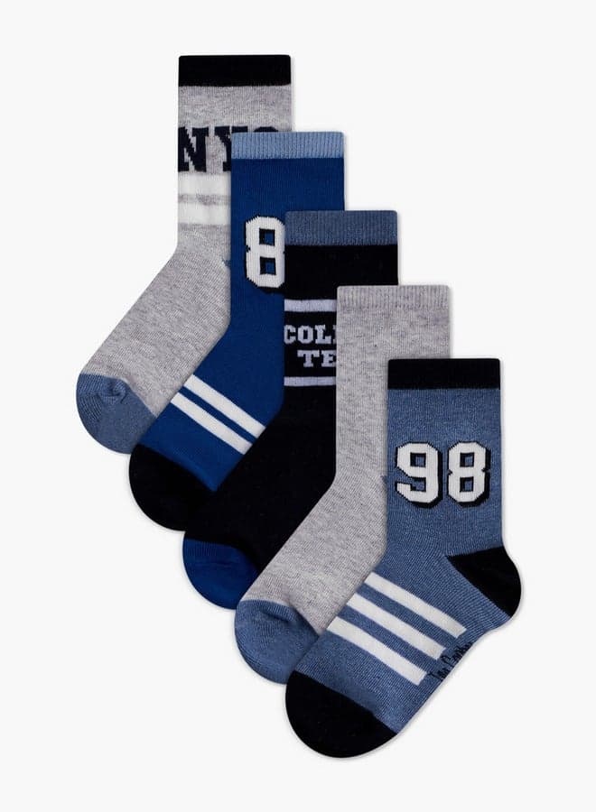 Textured Crew Socks Set of 5 for Boys - Image 1