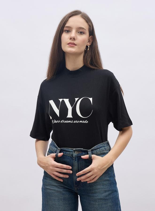 Slogan Print Oversized T-Shirt - Image 1