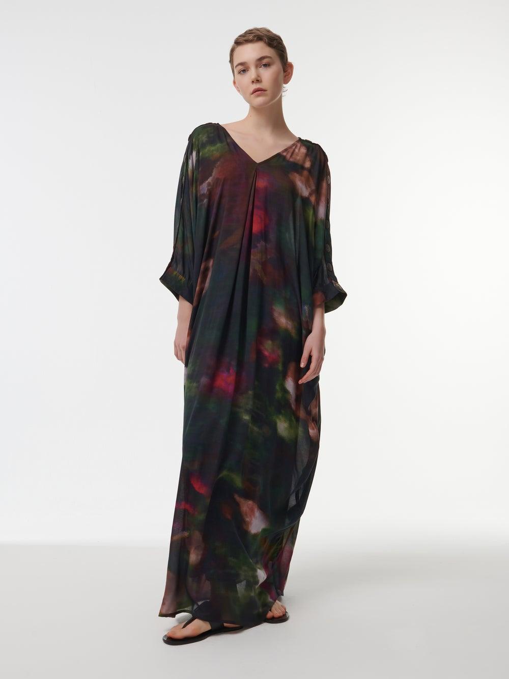 Button Detail Printed Kaftan for Elegant Summer Dressing - Image 1